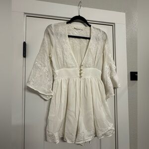 White Embroidered Romper